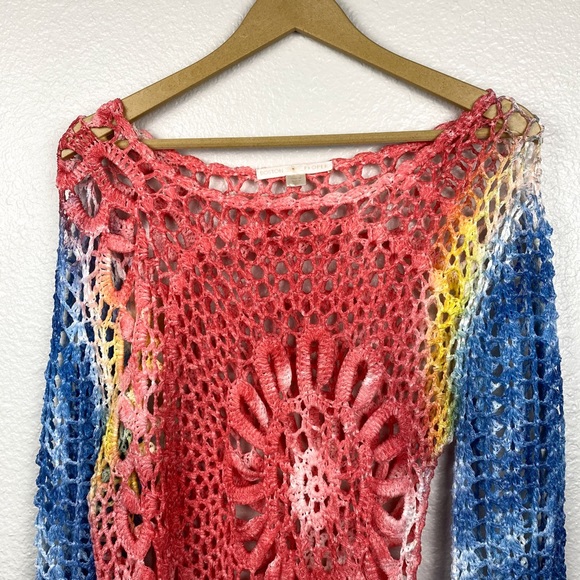 Boston Proper Crochet Knit Tie Dye Asymmetric Top - Picture 6 of 11